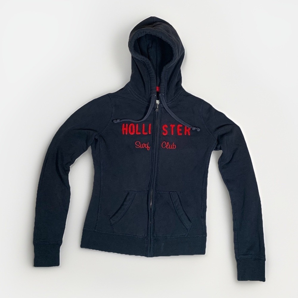 Vintage Women Hollister Full‎ Zip Y2k Hoodie Sweatshirt Black M Cotton Blend